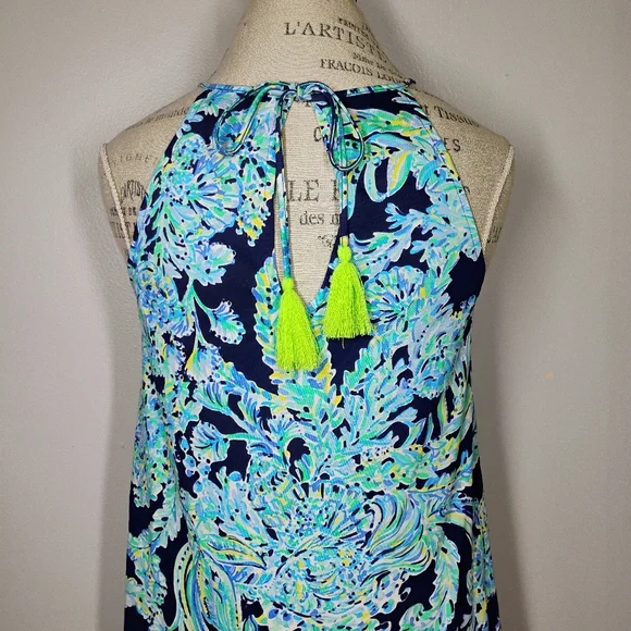 Lilly Pulitzer‎ Margot Swing Dress High Tide Blue Floral Womens Small Beachy - Picture 8 of 14